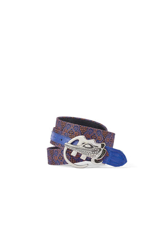 Mauri 0100/35 Men's Exotic Crocodile Skin & Matahari Fabric Belt (MAB1045)-AmbrogioShoes