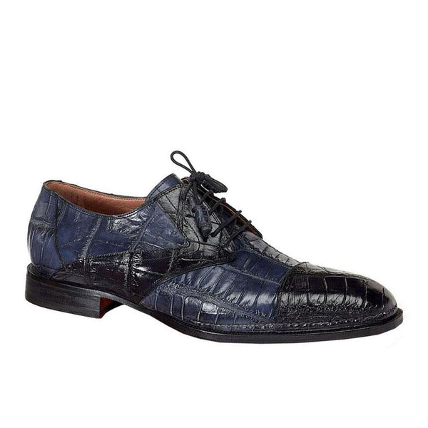 Mauri 1052 Men's Handmade Pantheon Alligator Hand-Painted Blue Oxfords (MA3002)(Special Order)-AmbrogioShoes