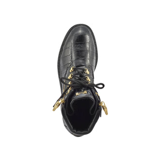Mauri 3017/1 Hunter Black Exotic Alligator / Ostrich Leg Boots (MA5382) (Made to Order)-AmbrogioShoes
