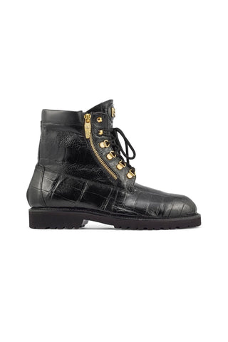 Mauri 3017/1 Hunter Black Exotic Alligator / Ostrich Leg Boots (MA5382)-AmbrogioShoes