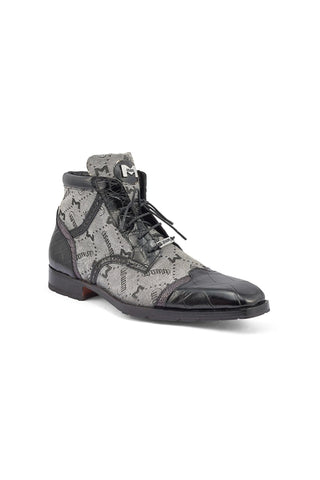 Mauri 3069 Jetset Alligator, Ostrich & Fabric Boots-AmbrogioShoes
