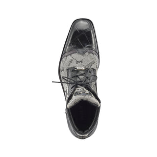 Mauri 3069 Jetset Men's Shoes Exotic Alligator Skin /Ostrich Leg / Mauri Fabric Derby Boots (MA5396)-AmbrogioShoes