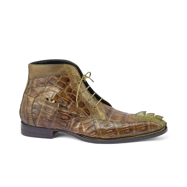 Mauri 3079 Charmer Men's Shoes Money Green Exotic Hornback Tail / Crocodile / Ostrich Leg Eyes Chukka Boots (MA5387)-AmbrogioShoes