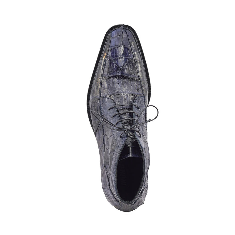 Mauri 3079 Charmer Men's Shoes Navy Exotic Hornback Tail / Crocodile / Ostrich Leg Eyes Chukka Boots (MA5386)-AmbrogioShoes