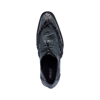 Mauri 3094 Slayer Men's Shoes Black Exotic Hornback / Crocodile Eyes Derby (MA5436) (Special Order)-AmbrogioShoes
