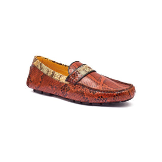 Mauri 3448 Mamba Men's Shoes Gold & Dune Exotic Snake-Skin Driver Loafers (MA5329) (Special Order)-AmbrogioShoes