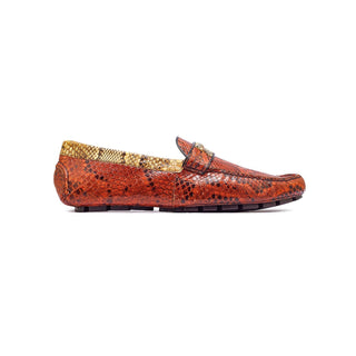 Mauri 3448 Mamba Men's Shoes Gold & Dune Exotic Snake-Skin Driver Loafers (MA5329) (Special Order)-AmbrogioShoes