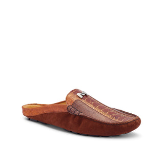 Mauri 3461 Fiesta Men's Shoes Exotic Ostrich Skin & Suede Leather Mules (MA5433) (Special Order)-AmbrogioShoes