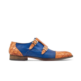 Mauri 4560/2 Madison Men's Shoes Exotic Alligator Skin & Karung Double Monk-Straps (MA5375) (Special Order)-AmbrogioShoes