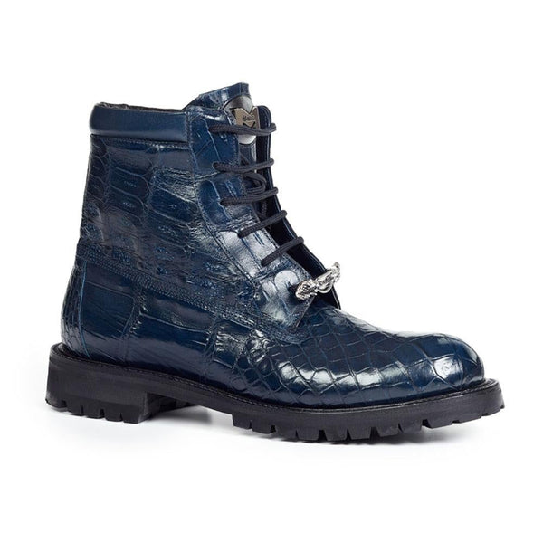 Mauri Men's Shoes Wonder Blue Body Alligator & Ostrich Leg Boots 4637(MA4413)(Special Order)-AmbrogioShoes