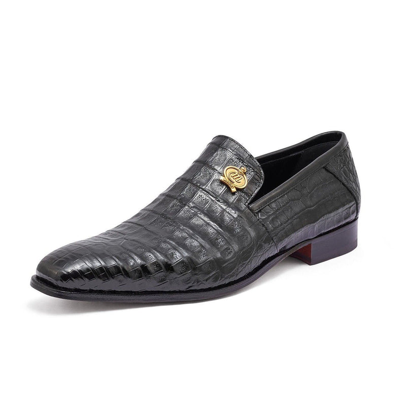 Mauri 4912 Monarch Men's Shoes Black Exotic Alligator Slip-On Loafers (MA5319)-AmbrogioShoes