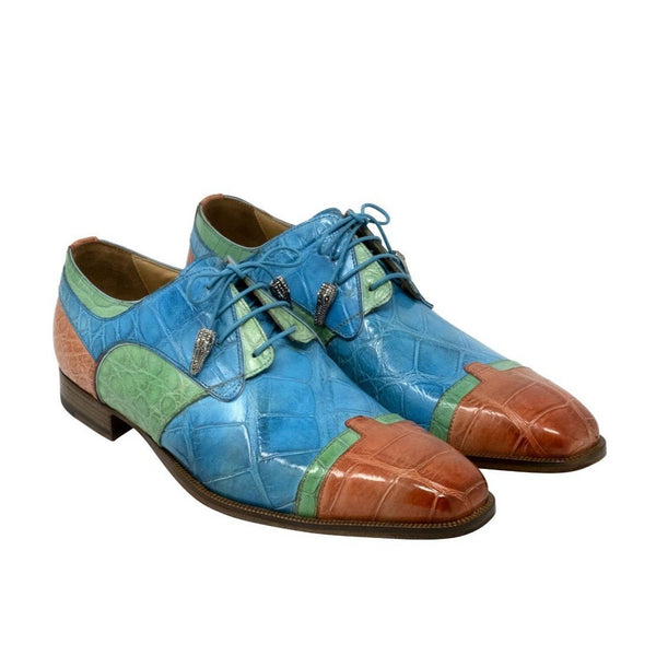 Mauri Stephen Men's Shoes Multi Color Exotic Body Alligator Wing-tip Oxfords 4921 (MA5104)-AmbrogioShoes