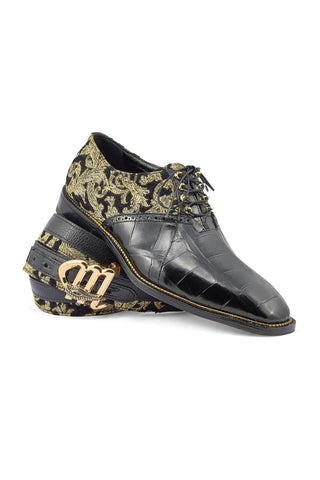 Mauri 4936 Smooth Exotic Alligator & Didier Fabric Oxfords (MA5361)-AmbrogioShoes