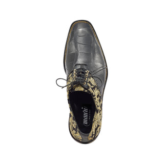 Mauri 4936 Smooth Men's Shoes Exotic Alligator & Didier Fabric Oxfords (MA5361)-AmbrogioShoes