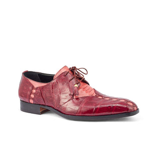 Mauri 4942 Bumby Men's Shoes Fuchsia & Ruby Red Exotic Crocodile / Ostrich Leg Derby (MA5378) (Special Order)-AmbrogioShoes