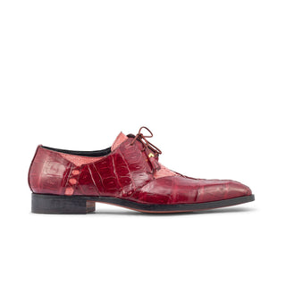 Mauri 4942 Bumby Men's Shoes Fuchsia & Ruby Red Exotic Crocodile / Ostrich Leg Derby (MA5378) (Special Order)-AmbrogioShoes