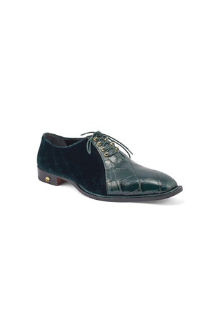 Mauri 4948 Lenox Exotic Body Alligator Skin & Velvet Leather Oxfords (MA5353)-AmbrogioShoes