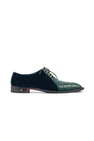 Mauri 4948 Lenox Exotic Body Alligator Skin & Velvet Leather Oxfords (MA5353)-AmbrogioShoes
