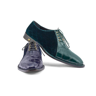 Mauri 4948 Lenox Men's Shoes Exotic Body Alligator Skin & Velvet Leather Oxfords (MA5353) (Special Order)-AmbrogioShoes