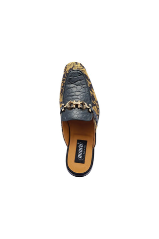 Mauri 4976 Bermuda Exotic Alligator Skin & Gobelins Fabric Horsebit Mules (MA5442)-AmbrogioShoes