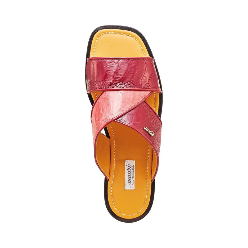 Mauri 5093 Traveler Men's Shoes Ruby Red & Pink Ostrich Leg Sandals (MA5314)-AmbrogioShoes