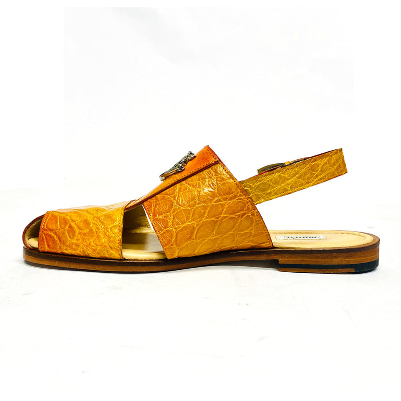 Mauri 5126 Men's Shoes Orange Exotic Alligator Slip-On Sandals (MAS5506)-AmbrogioShoes