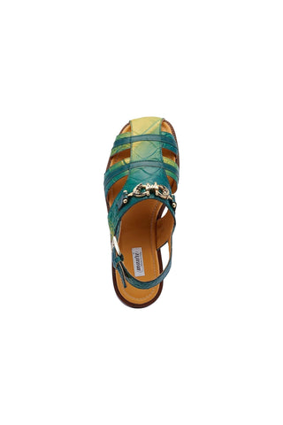 Mauri 5128 Tarragon Multi Green Exotic Alligator Horsebit Sandals (MA5424)-AmbrogioShoes