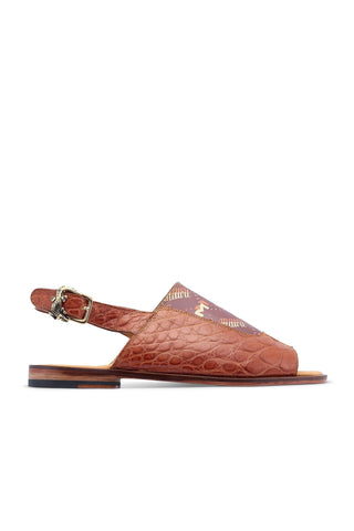 Mauri 5129 Skipper Cognac & Brown Exotic Alligator / Calf-Skin Leather Sandals (MA5453)-AmbrogioShoes