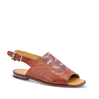 Mauri 5129 Skipper Men's Shoes Cognac & Brown Exotic Alligator / Calf-Skin Leather Sandals (MA5453) (Special Order)-AmbrogioShoes