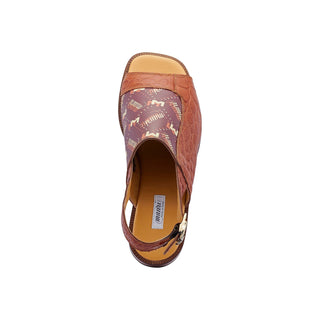 Mauri 5129 Skipper Men's Shoes Cognac & Brown Exotic Alligator / Calf-Skin Leather Sandals (MA5453) (Special Order)-AmbrogioShoes