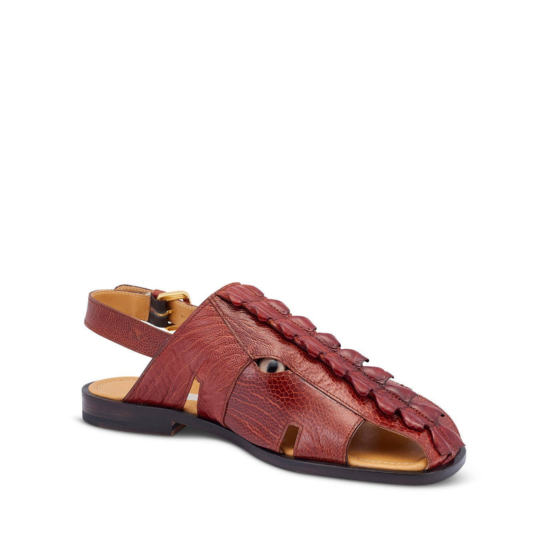 Mauri 5133 Mayhem Men's Shoes Gold Exotic Hornback / Ostrich Leg Eyes Sandals (MA5437)-AmbrogioShoes
