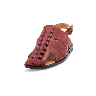 Mauri 5133 Mayhem Men's Shoes Gold Exotic Hornback / Ostrich Leg Eyes Sandals (MA5437) (Special Order)-AmbrogioShoes