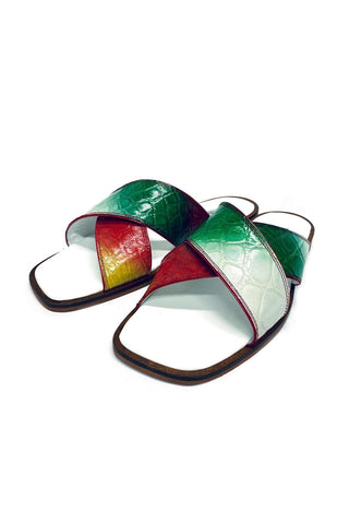 Mauri 5134 Carnival Exotic Alligator Skin Slip-On Sandals (MA5676)-AmbrogioShoes