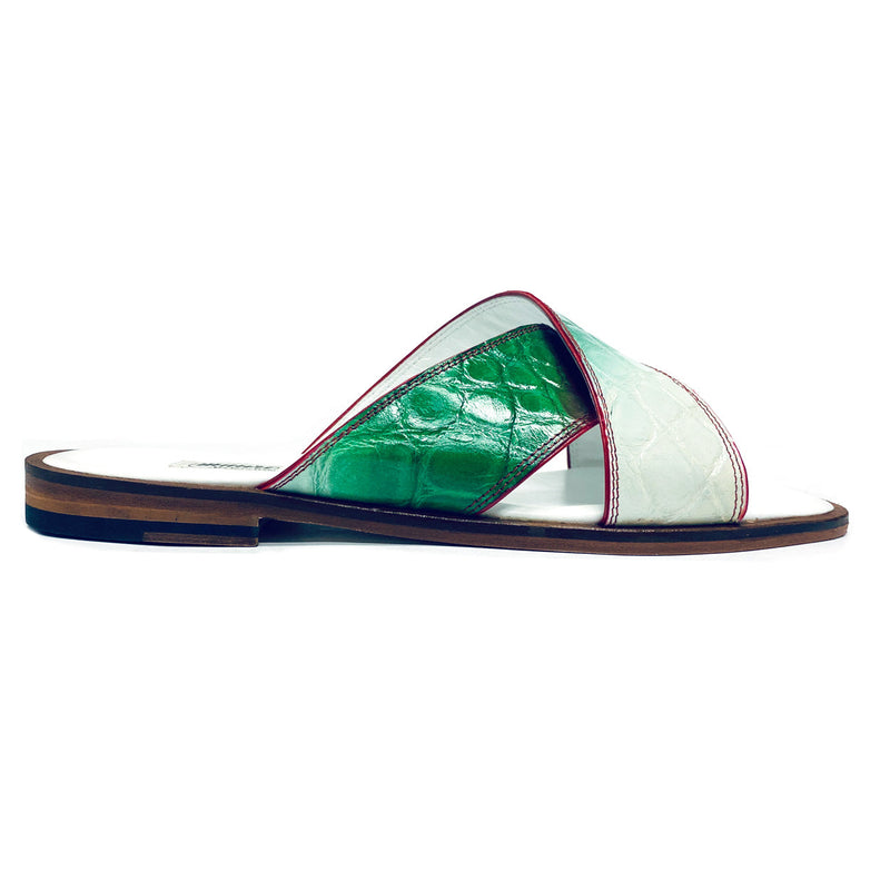 Mauri 5134 Carnival Men's Shoes Multi Color Exotic Alligator Slip-On Sandals (MAS5505)-AmbrogioShoes