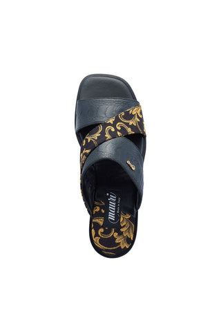 Mauri 5140 Cancun Exotic Ostrich Skin & Gobelins Fabric Slip-On Sandals (MA5417)-AmbrogioShoes