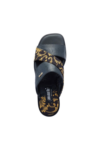 Mauri 5140 Cancun Exotic Ostrich Skin & Gobelins Fabric Slip-On Sandals (MA5417)-AmbrogioShoes