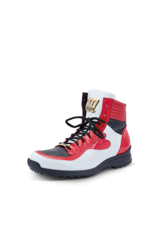 Mauri 8401 Flash Exotic Crocodile Skin / Ostrich Leg / Patent High-Top Sneakers (MA5456)-AmbrogioShoes