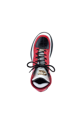 Mauri 8401 Flash Exotic Crocodile Skin / Ostrich Leg / Patent High-Top Sneakers (MA5456)-AmbrogioShoes