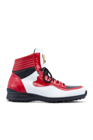 Mauri 8401 Flash Exotic Crocodile Skin / Ostrich Leg / Patent High-Top Sneakers (MA5456)-AmbrogioShoes
