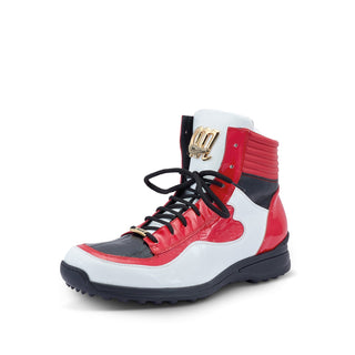 Mauri 8401 Flash Men's Shoes Exotic Crocodile Skin / Ostrich Leg / Patent Leather High-Top Sneakers (MA5456) (Special Order)-AmbrogioShoes