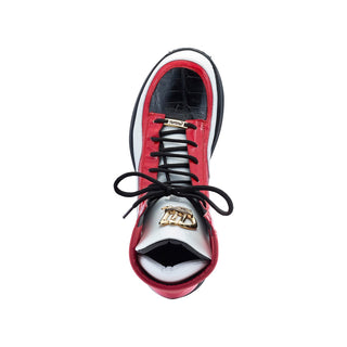 Mauri 8401 Flash Men's Shoes Exotic Crocodile Skin / Ostrich Leg / Patent Leather High-Top Sneakers (MA5456) (Special Order)-AmbrogioShoes