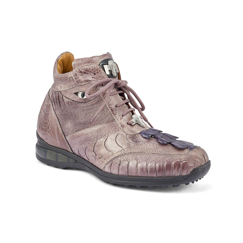 Mauri 8405/1 Venom Men's Shoes Gray & Wonder Blue Exotic Hornback Tail / Ostrich Leg Eyes Casual Sneakers (MA5390)-AmbrogioShoes