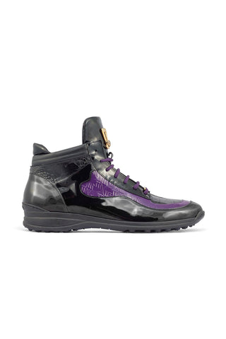 Mauri 8409 Hype Exotic Crocodile Skin / Ostrich Leg / Patent High-Top Sneakers (MA5405)-AmbrogioShoes