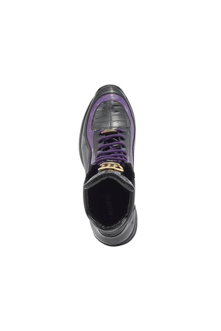 Mauri 8409 Hype Exotic Crocodile Skin / Ostrich Leg / Patent High-Top Sneakers (MA5405)-AmbrogioShoes