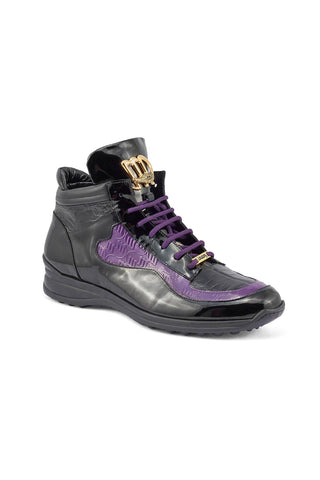 Mauri 8409 Hype Exotic Crocodile Skin / Ostrich Leg / Patent High-Top Sneakers (MA5405)-AmbrogioShoes
