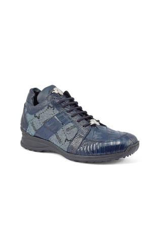 Mauri 8425 Graffiti Exotic Ostrich Skin / Crocodile Skin / Nappa Leather / Fabric Sneakers (MA5391)-AmbrogioShoes