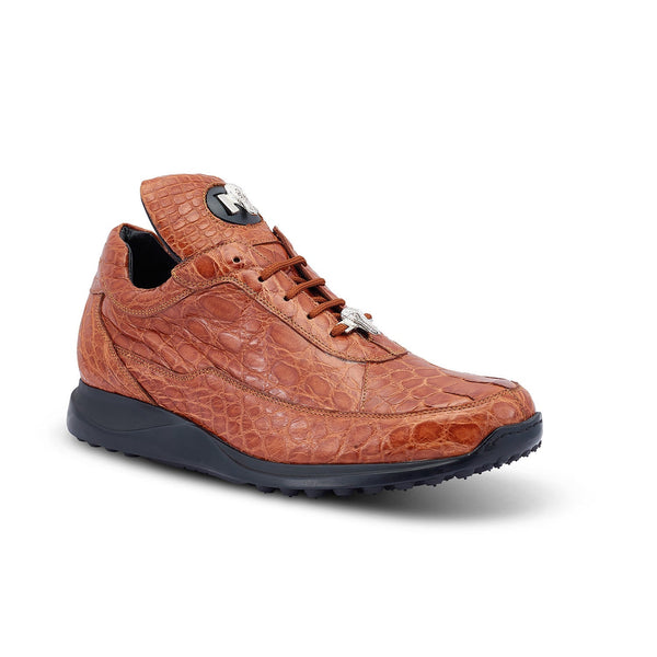 Mauri 8900/2 Men's Shoes Cognac Exotic Alligator Casual Sneakers (MA5419)-AmbrogioShoes