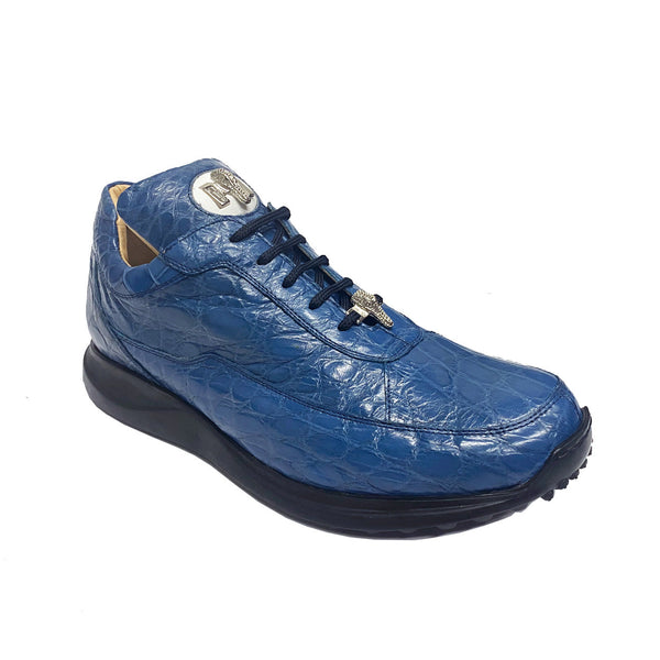 Mauri 8900/2 Bloodshed Men's Shoes New Blue Exotic Alligator Casual Sneakers (MAS5457)-AmbrogioShoes
