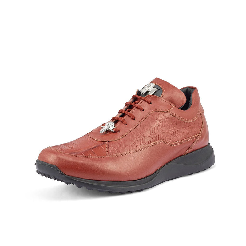 Mauri 8900/2 Classic Men's Shoes Gold Exotic Crocodile / Nappa Leather Casual Sneakers (MA5407)-AmbrogioShoes