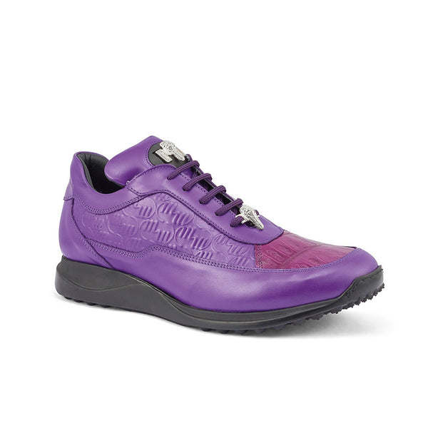Mauri 8900/2 Classic Men's Shoes New Grape Exotic Crocodile / Nappa Leather Casual Sneakers (MA5408)-AmbrogioShoes